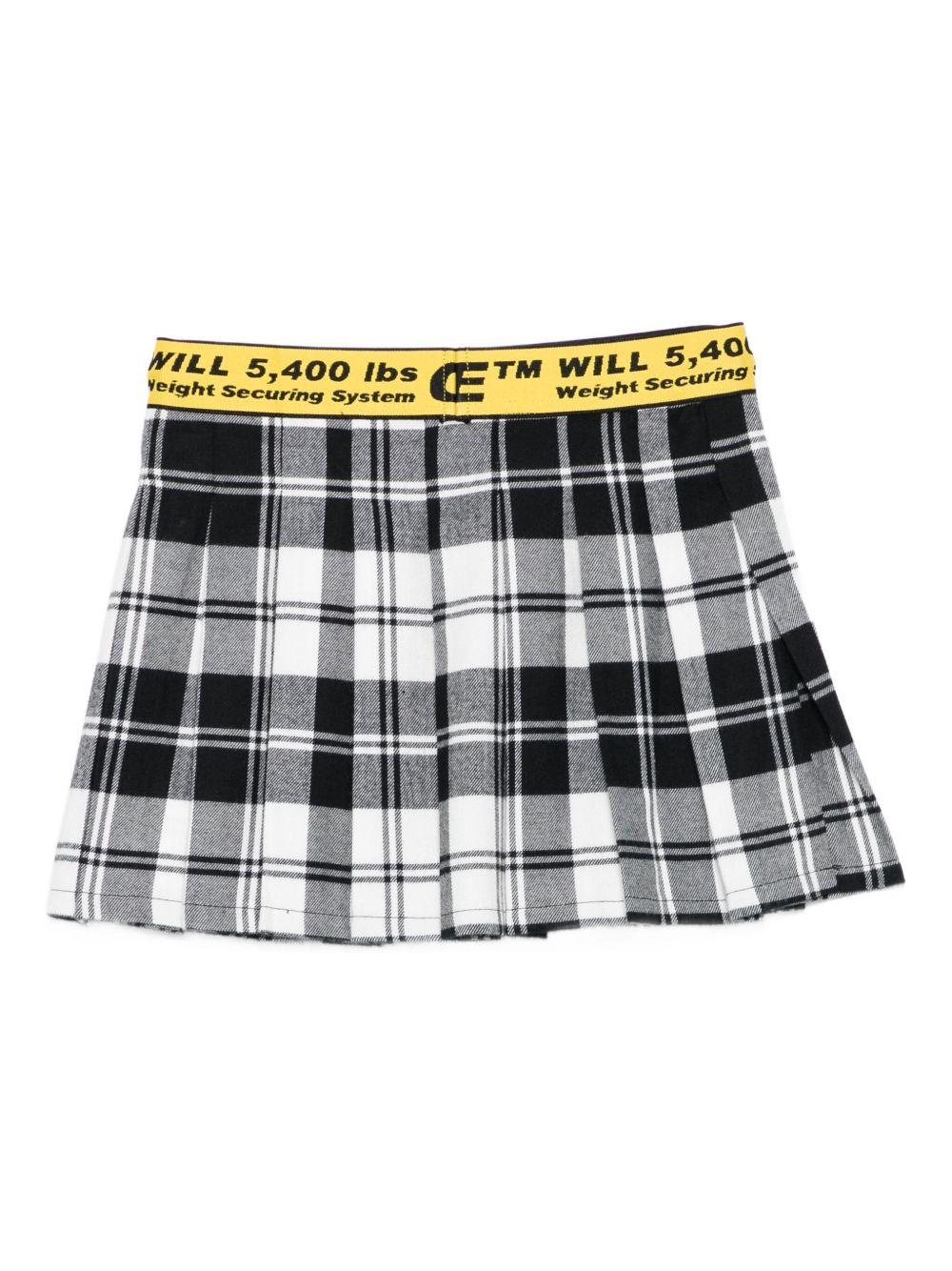 Gonna per bambina Off-White Kids bianco e nero con motivo a quadri - Image 3
