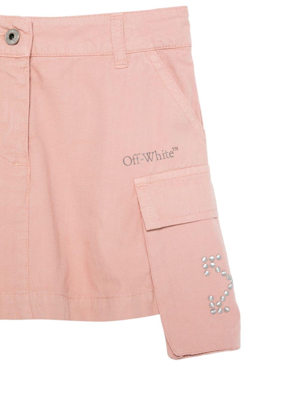 Gonna per bambina Off-White Kids rosa con tasche laterali con patta - Image 2