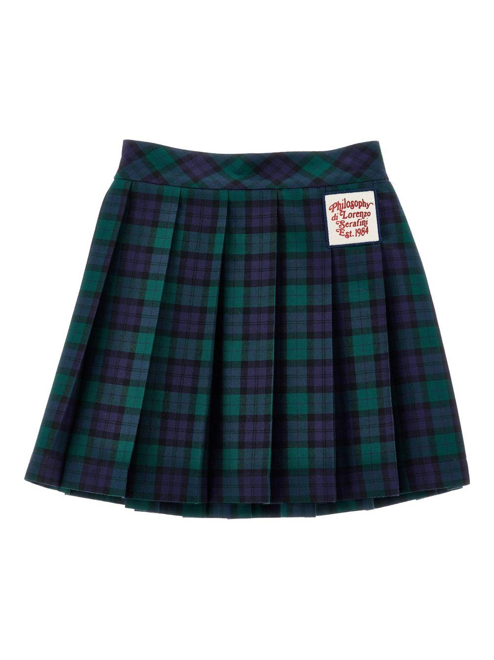 Gonna per bambina Philosophy Di Lorenzo Serafini Kids blu a quadri