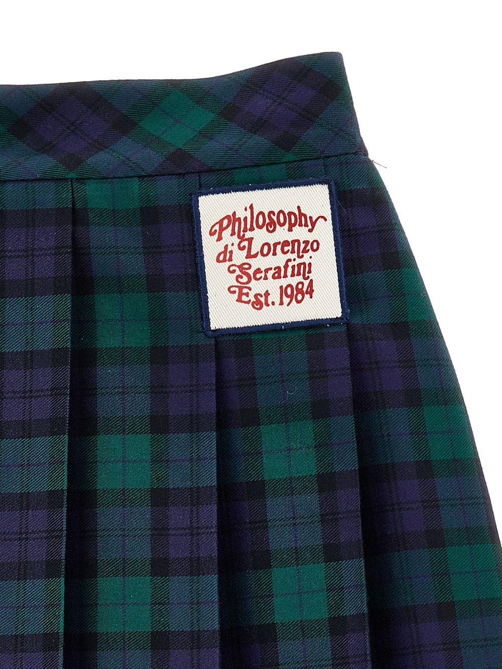 Gonna per bambina Philosophy Di Lorenzo Serafini Kids blu a quadri - Image 3