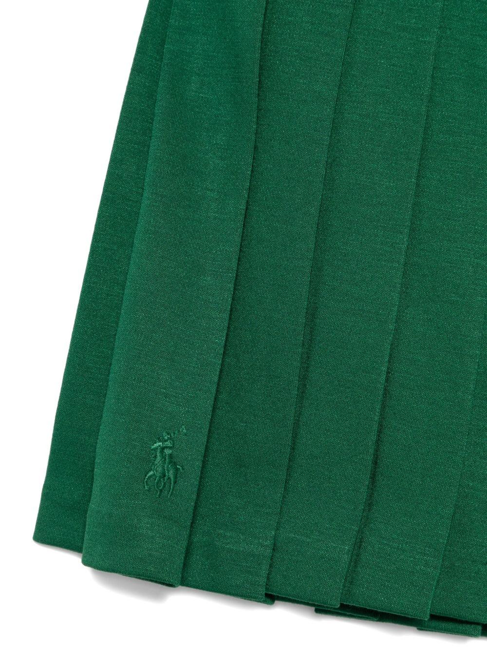 Gonna per bambina Polo Ralph Lauren Kids verde a pannelli plissettati - Image 3