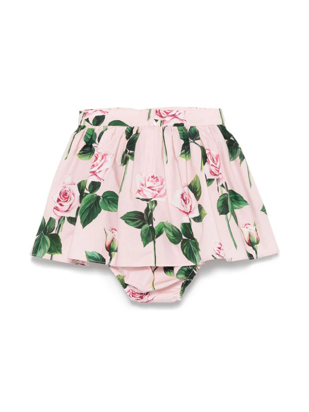 Gonna per neonata Dolce & Gabbana Kids rosa a fiori con pantaloncini abbinati - Image 2