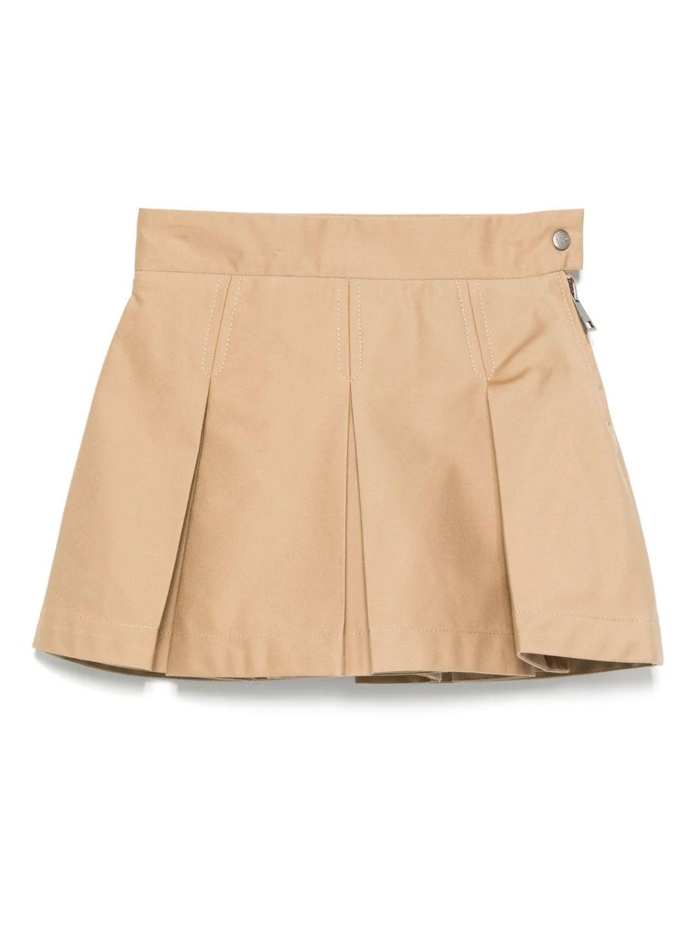 Gonna plissettata per bambina Moncler Enfant beige con chiusura laterale con zip