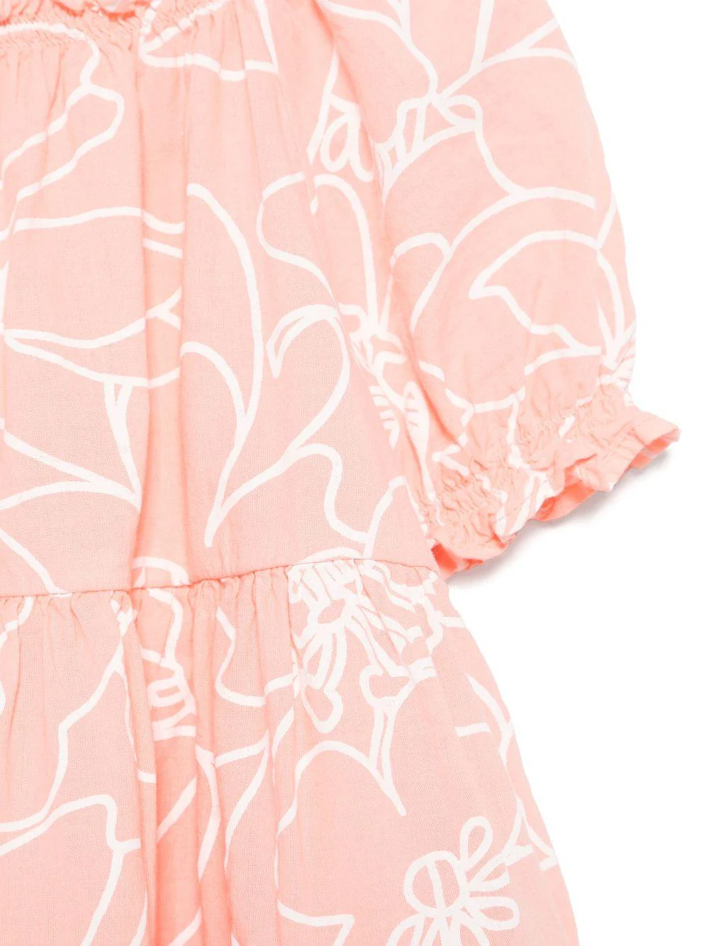 Abito con stampa a fiori per neonata Il Gufo rosa con scollo increspato - Image 3
