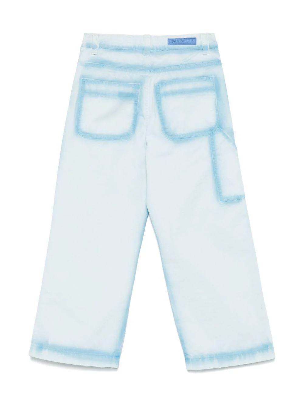 Jeans dritti con effetto vernice per bambino Palm Angels Kids azzurro con passanti - Image 3