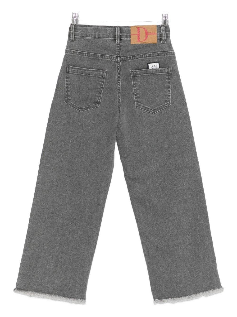 Jeans per bambina Douuod Kids grigi con orlo sfrangiato - Image 2