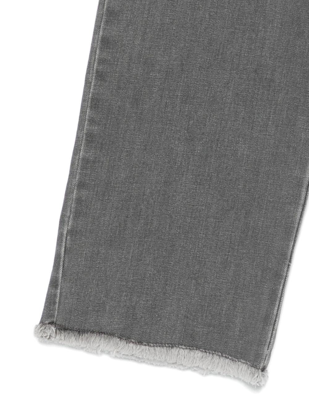 Jeans per bambina Douuod Kids grigi con orlo sfrangiato - Image 3