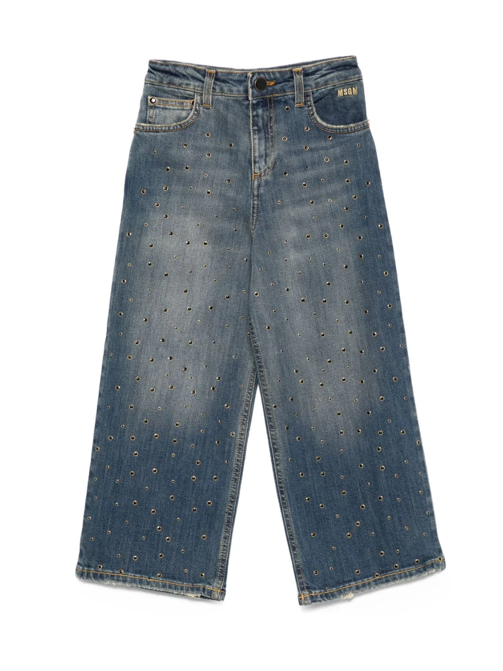 Jeans per bambina MSGm Kids in denim con borchie all-over