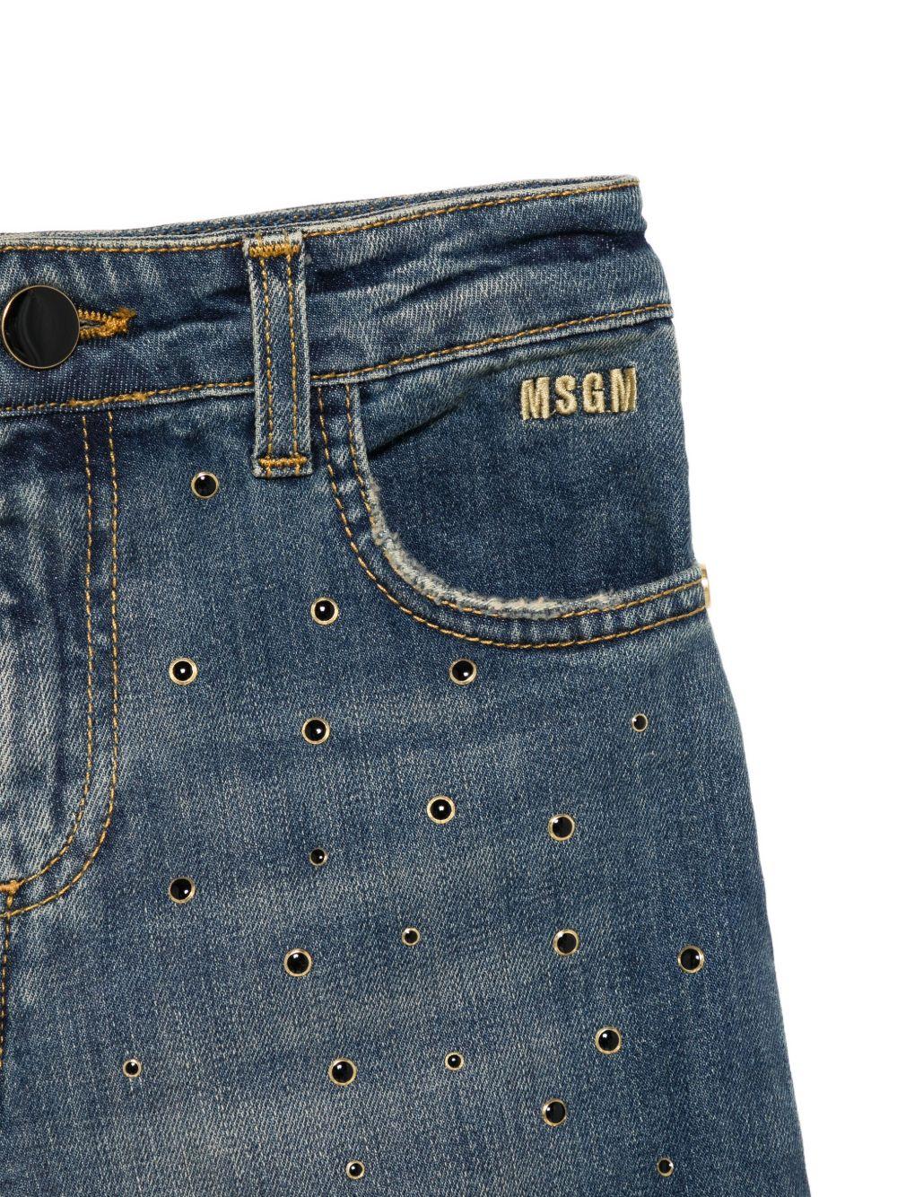 Jeans per bambina MSGm Kids in denim con borchie all-over - Image 2