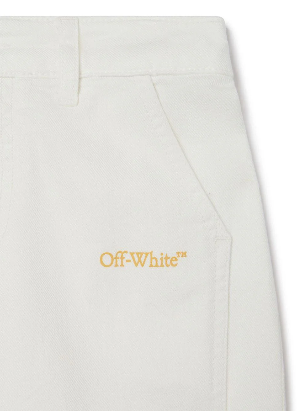 Jeans per bambina Off-White Kids Bookish bianco con orlo sfrangiato - Image 2