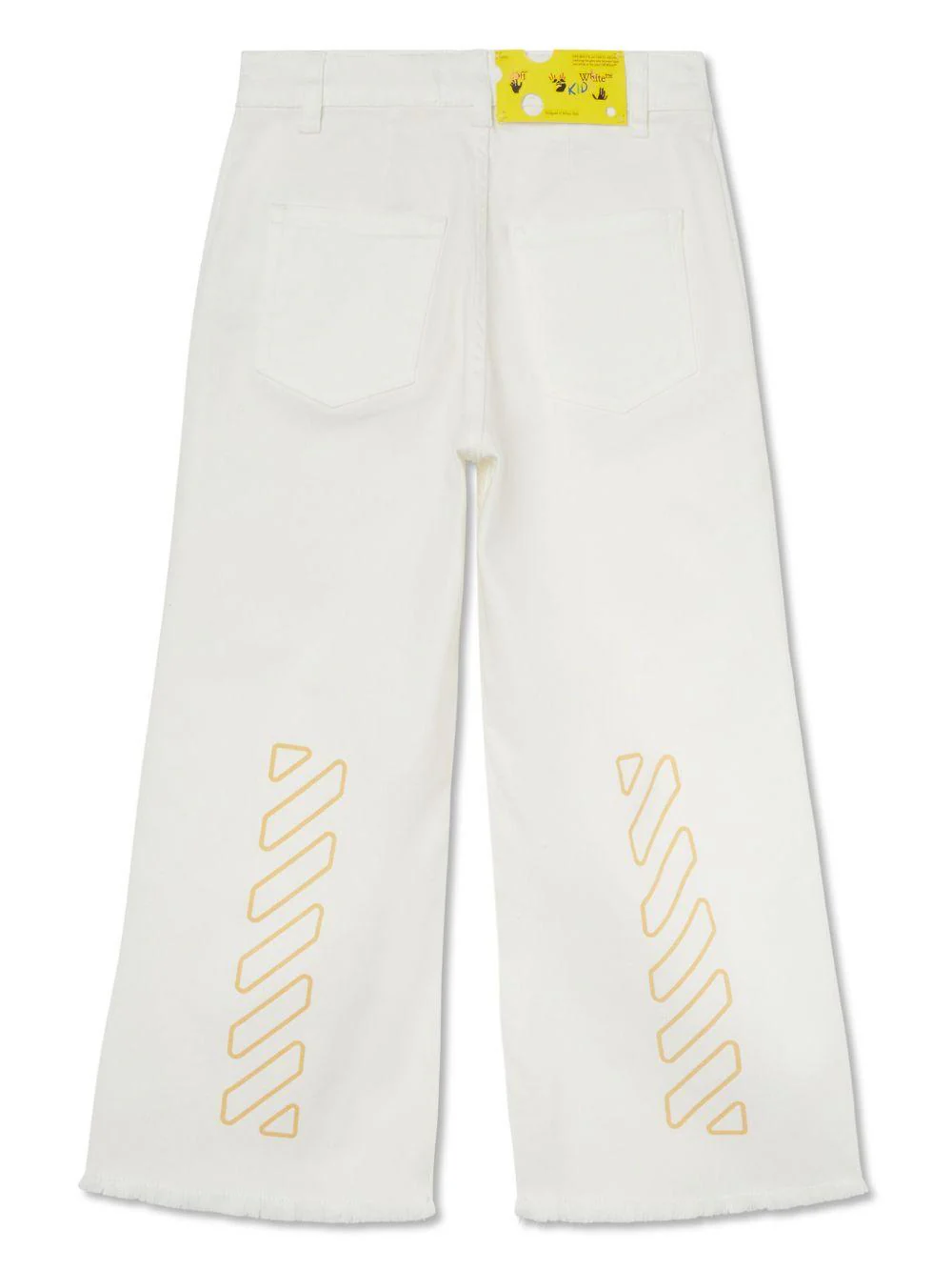 Jeans per bambina Off-White Kids Bookish bianco con orlo sfrangiato - Image 3