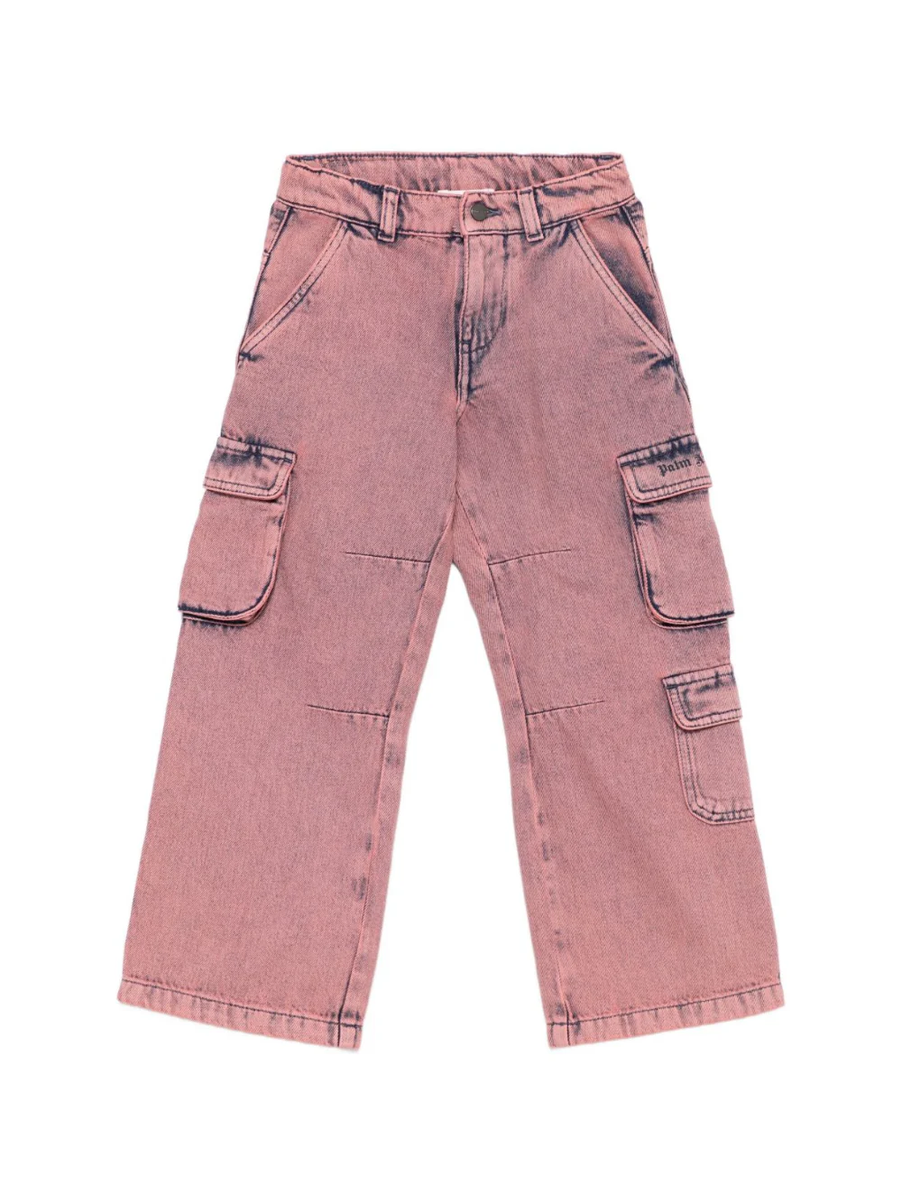 Jeans per bambina Palm Angels Kids rosa con tasche cargo