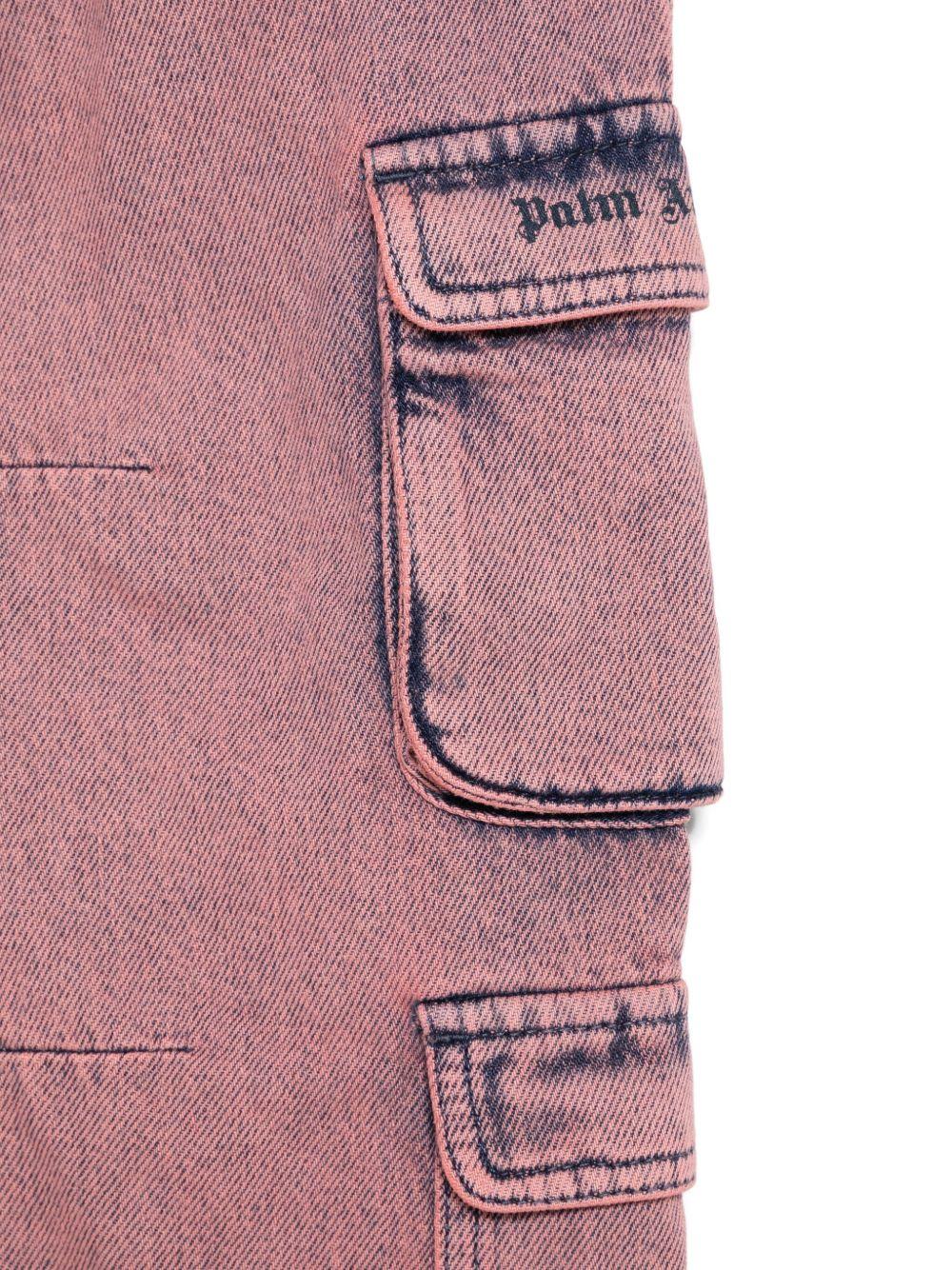 Jeans per bambina Palm Angels Kids rosa con tasche cargo - Image 2