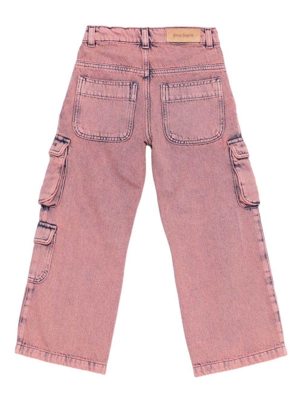 Jeans per bambina Palm Angels Kids rosa con tasche cargo - Image 3