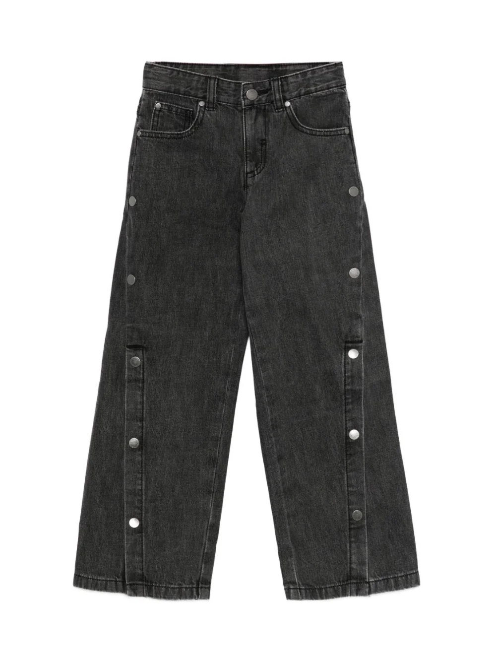 Jeans per bambina Stella McCartney Kids in denim nero con bottoni sulla gamba