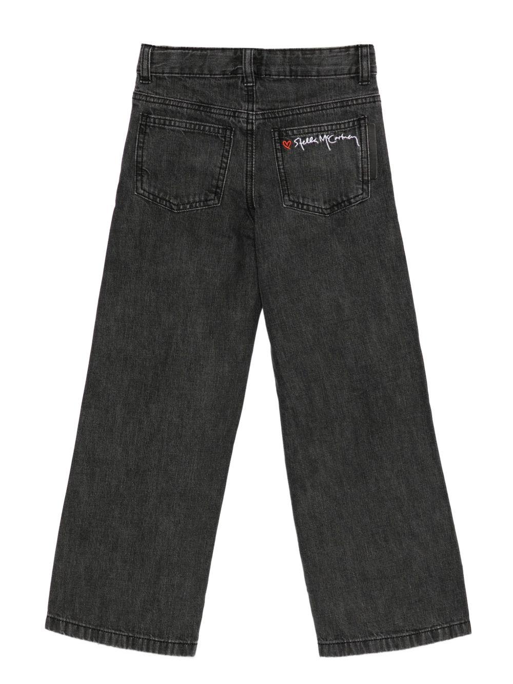 Jeans per bambina Stella McCartney Kids in denim nero con bottoni sulla gamba - Image 3