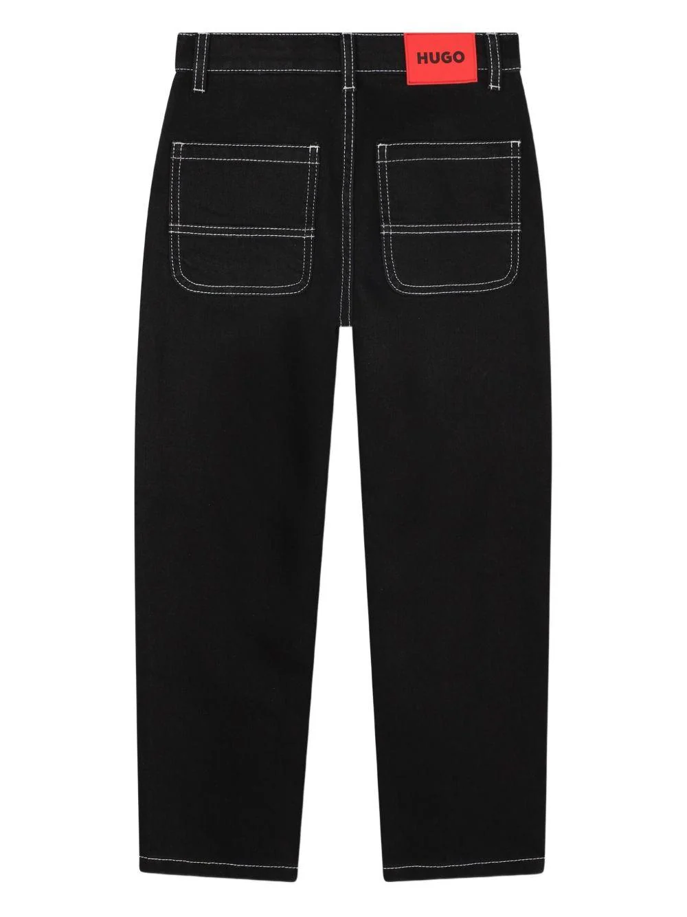 Jeans per bambino Hugo Kids neri con applicazione posteriore con logo - Image 2