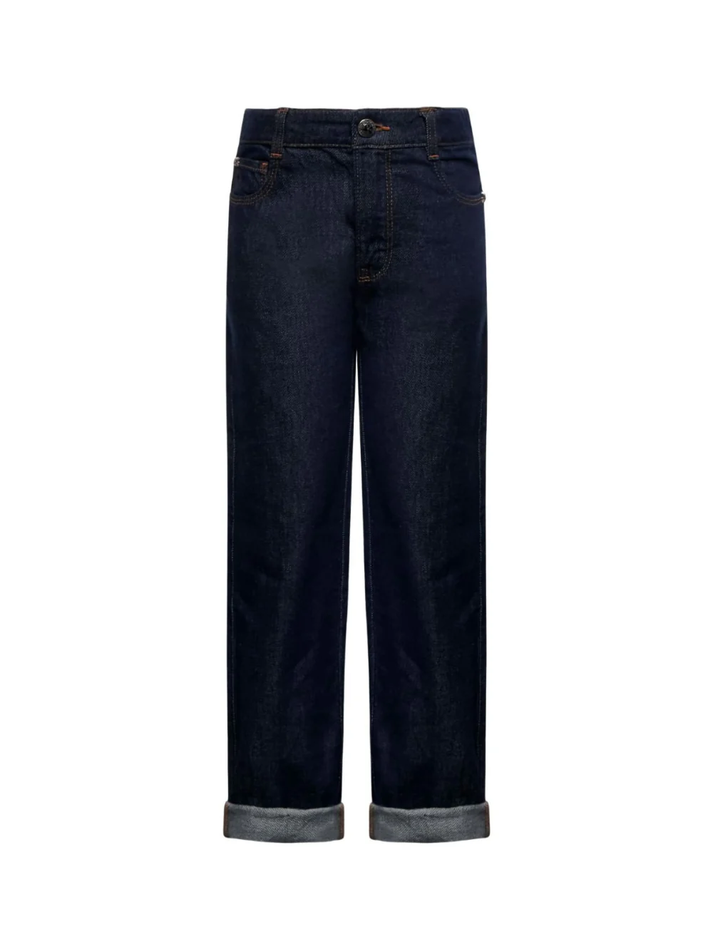 Jeans per bambino John Richmond Junior blu in denim con risvolto