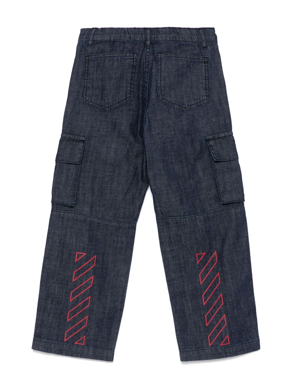 Jeans per bambino Off-White Kids denim cargo con patta nascosta - Image 3