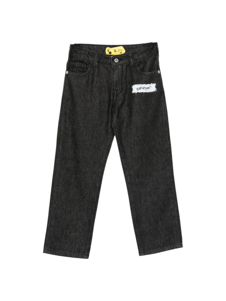 Jeans per bambino Off-White Kids nero in denim con toppa con logo