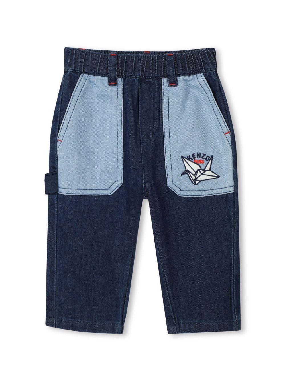 Jeans per neonato Kenzo Kids blu con design color-block