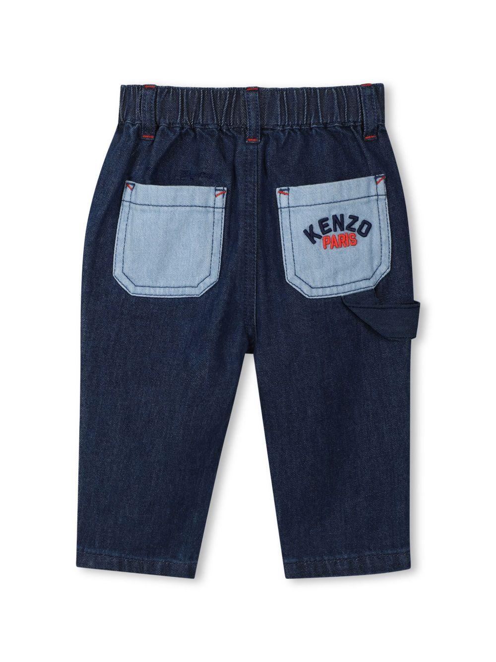 Jeans per neonato Kenzo Kids blu con design color-block - Image 2