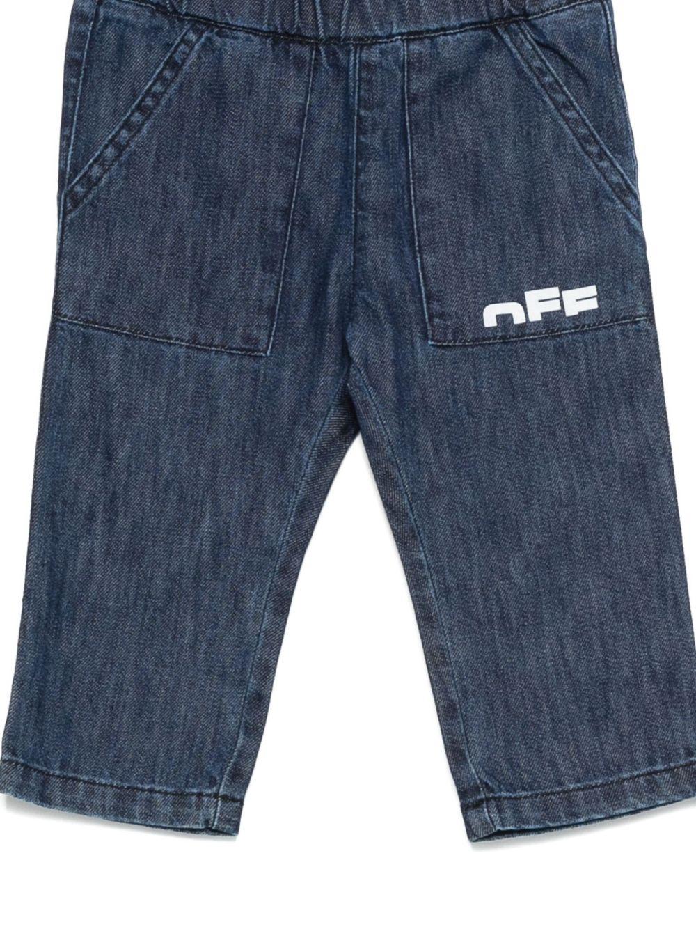 Jeans per neonato Off-White Kids in denim con elastico in vita - Image 3