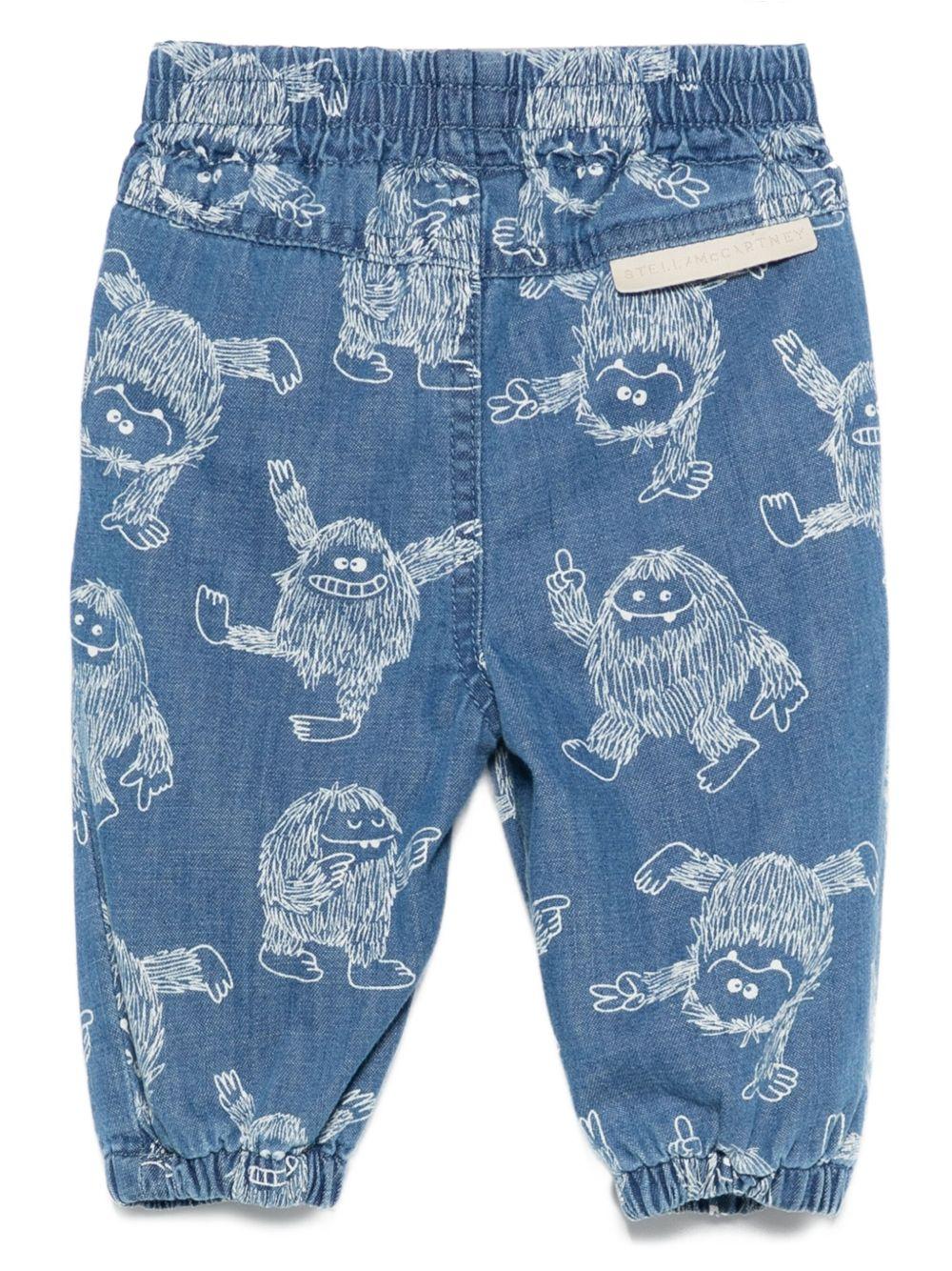 Jeans per neonato Stella McCartney Kids in denim con ricamo all-over - Image 2