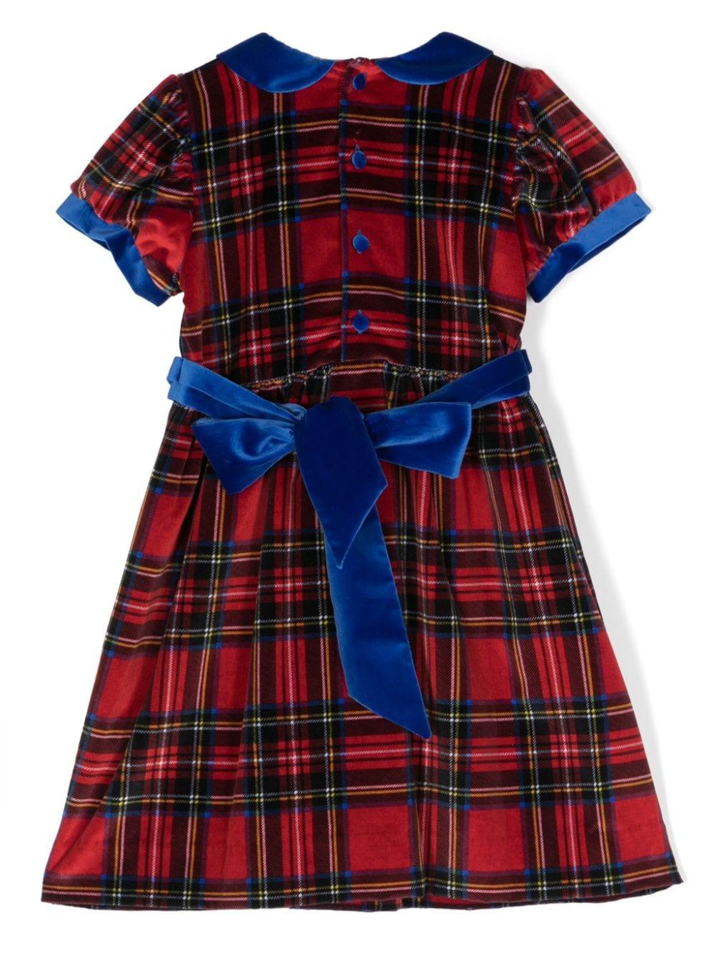Abito per bambina Jesurum Baby rosso svasato con motivo a quadri tartan - Image 2
