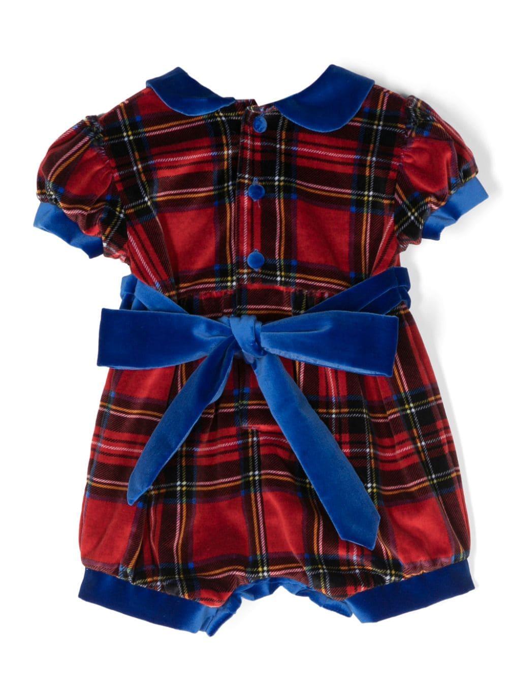 Tutina per neonata Jesurum Baby rosso con motivo tartan - Image 2