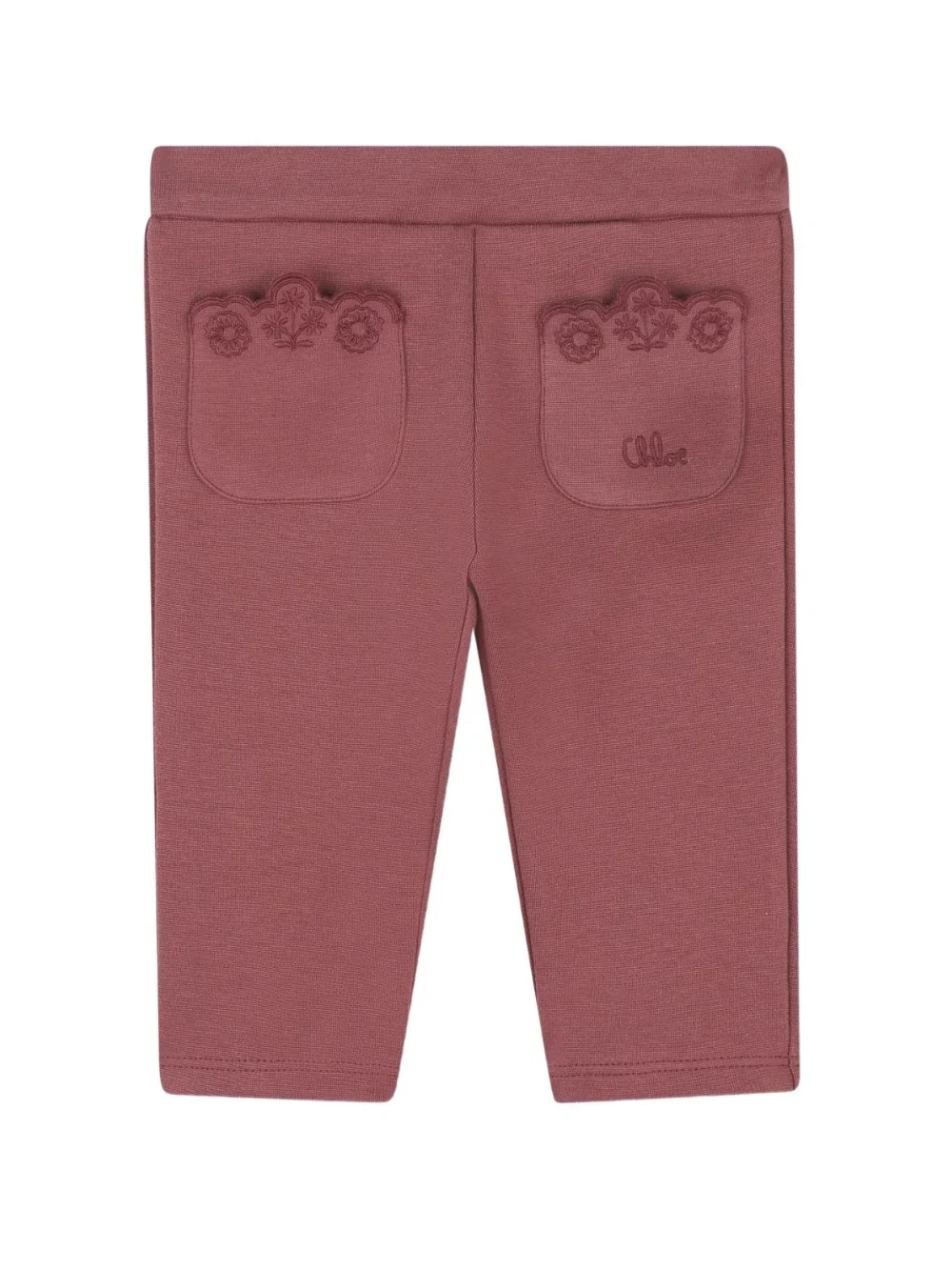 Leggings per neonata Chloé Kids rosa con ricamo sulle tasche