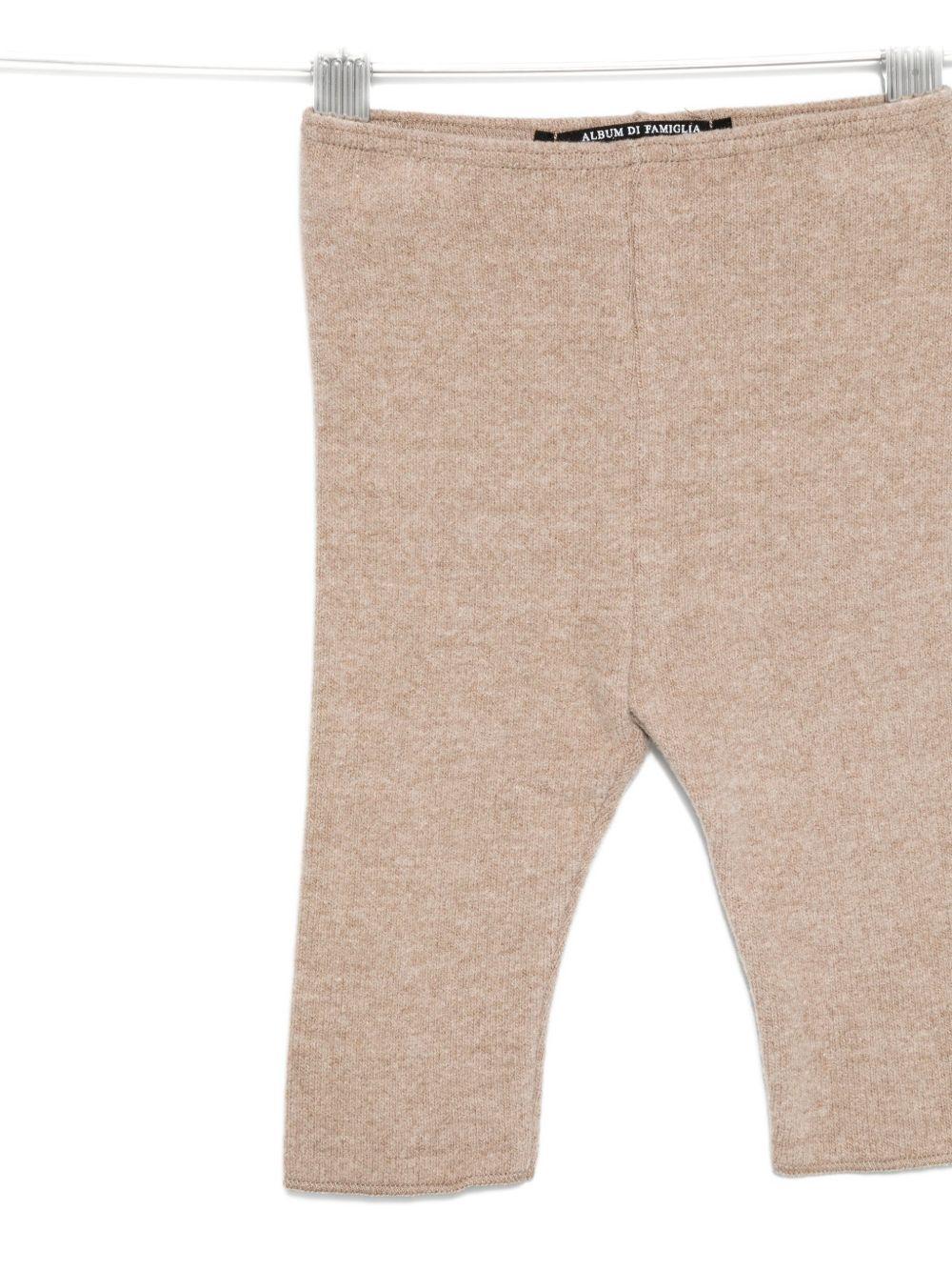 Leggins per neonata Album di Famiglia Kids beige lavorati a maglia - Image 3