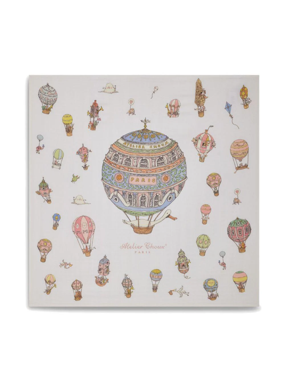 Lenzuola da culla per neonati Atelier Choux multicolore con stampa mongolfiere