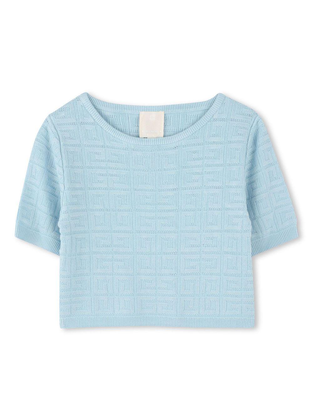 Maglione con motivo 4G jacquard per bambina Givenchy Kids azzurro con orlo dritto