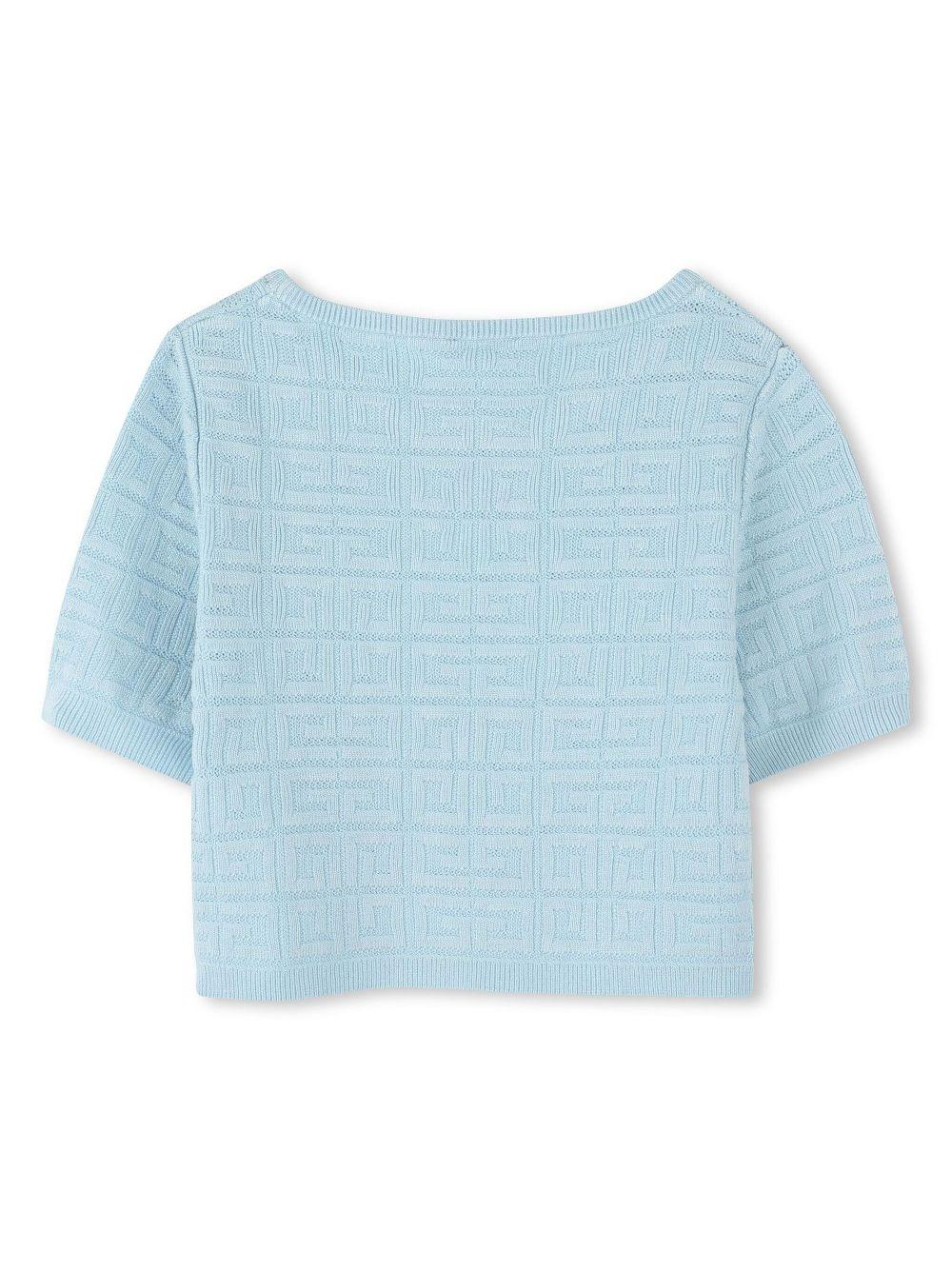 Maglione con motivo 4G jacquard per bambina Givenchy Kids azzurro con orlo dritto - Image 2