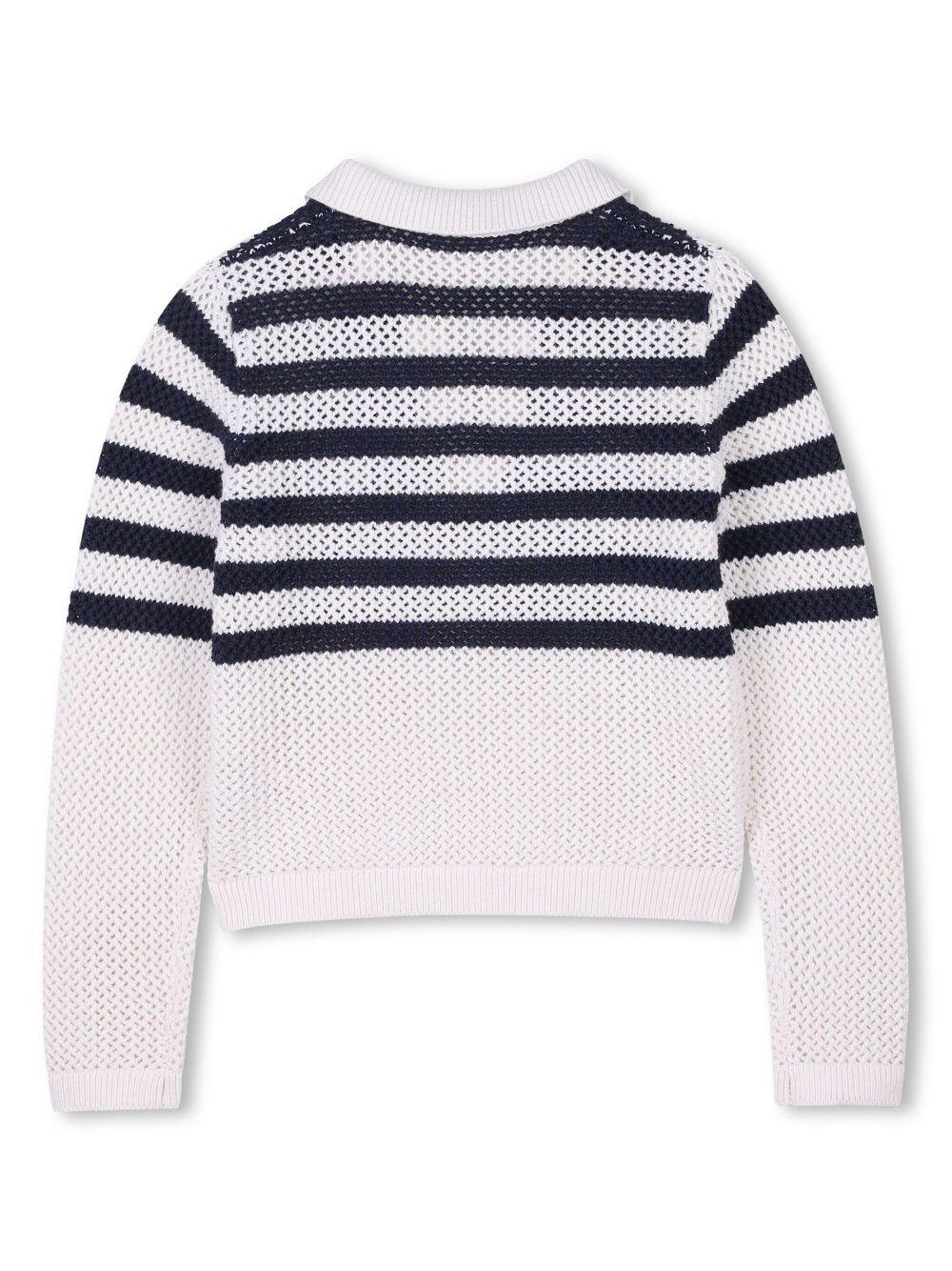 Maglione con placca logo 4G per bambina Givenchy Kids bianco con colletto alla francese - Image 2