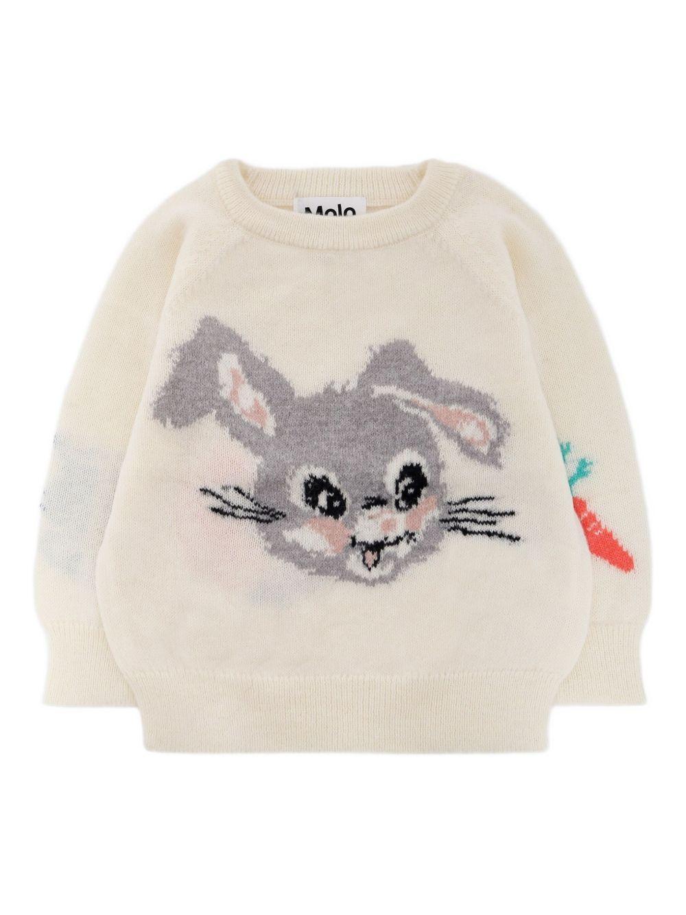 Maglione Gilby per neonata Molo bianco con motivo coniglio