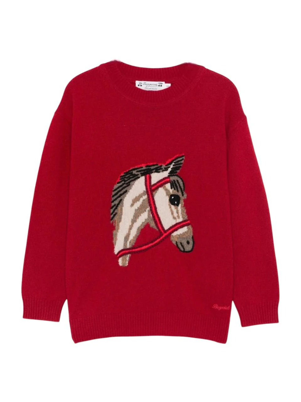 Maglione Jason per bambino Bonpoint rosso con ricamo cavallo