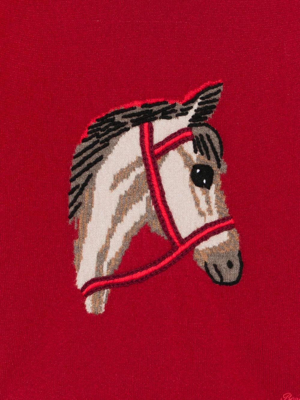 Maglione Jason per bambino Bonpoint rosso con ricamo cavallo - Image 3