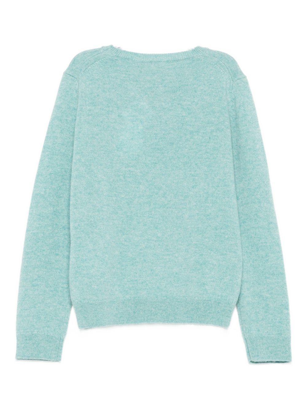 Maglione per bambina Bonpoint azzurro con logo ricamato - Image 2