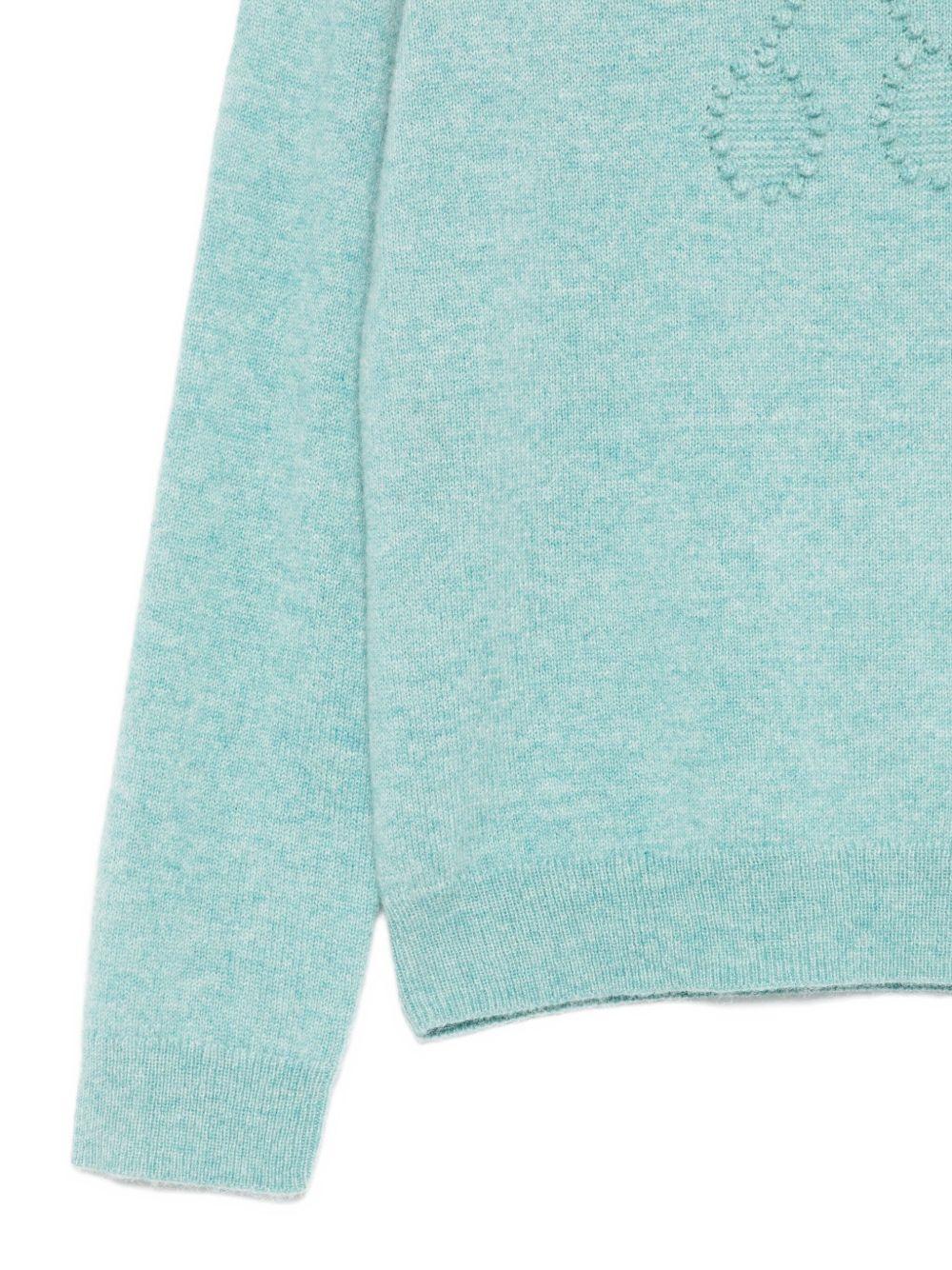 Maglione per bambina Bonpoint azzurro con logo ricamato - Image 3