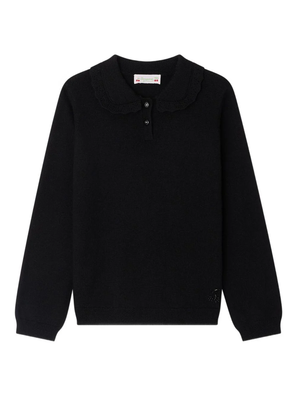 Maglione per bambina Bonpoint nero con colletto con ruches