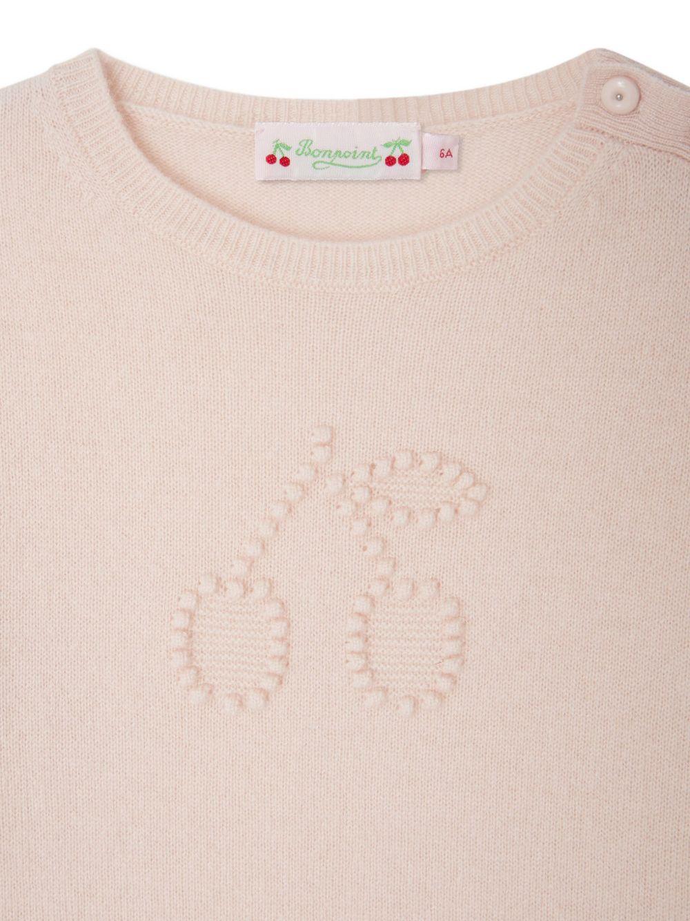 Maglione per bambina Bonpoint rosa con decorazione - Image 4