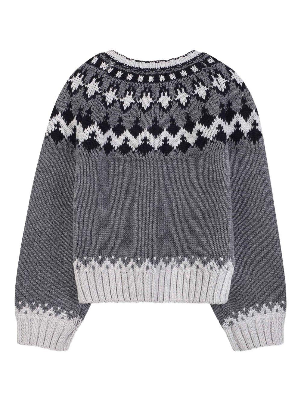Maglione per bambina Chloé Kids grigio con maglia con motivo a intarsio - Image 2