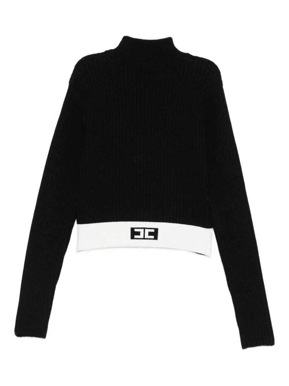 Maglione per bambina Elisabetta Franchi La Mia Bambina nero con banda logo - Image 3