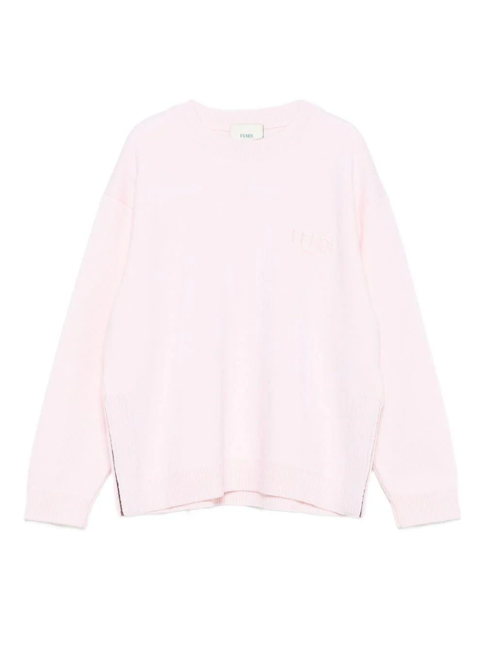 Maglione per bambina Fendi Kids rosa in lana con logo