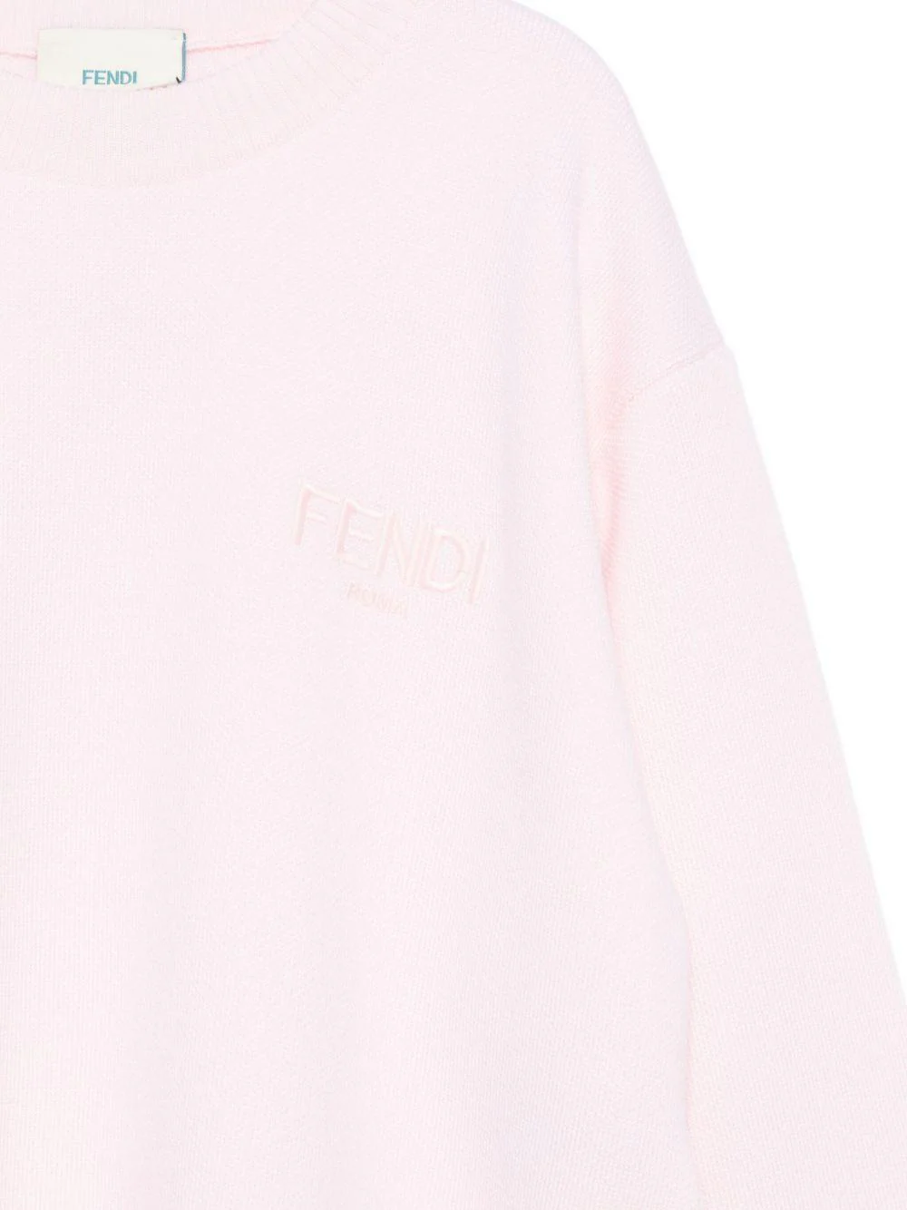Maglione per bambina Fendi Kids rosa in lana con logo - Image 2