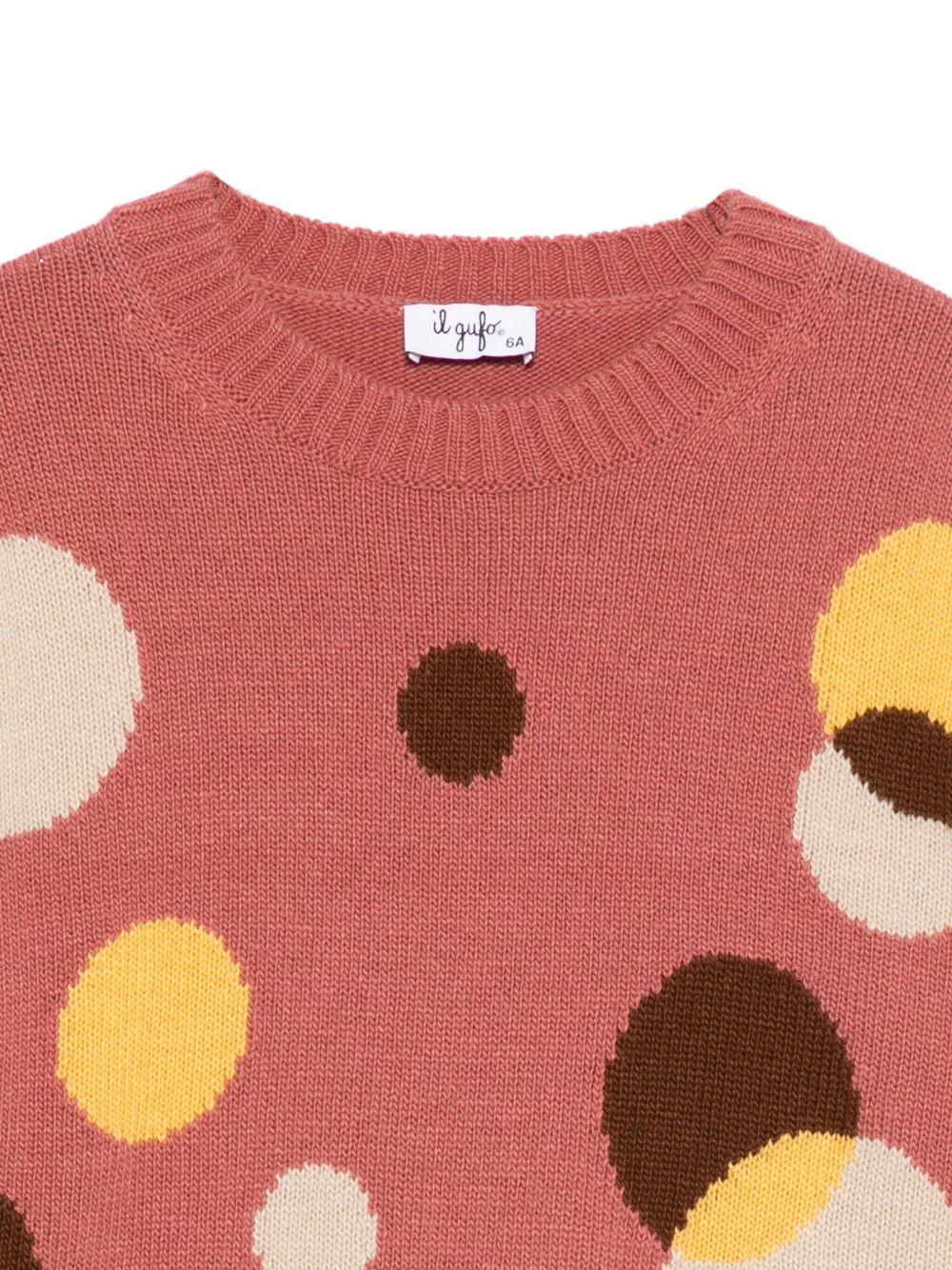 Maglione per bambina Il Gufo rosa con fantasia a cerchi - Image 2