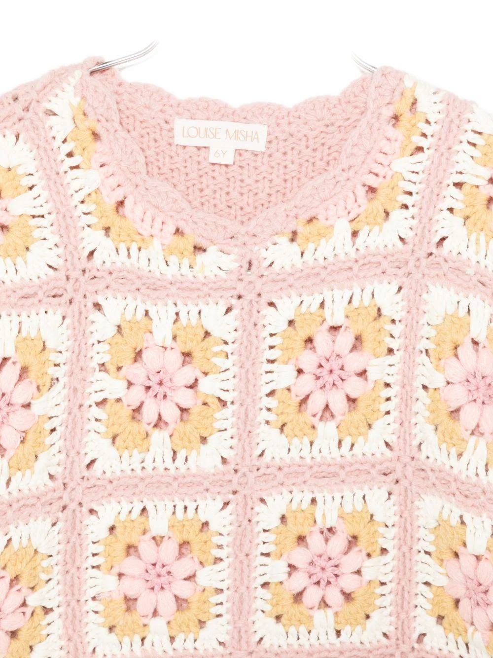 Maglione per bambina Louise Misha rosa con pannelli all'uncinetto - Image 3