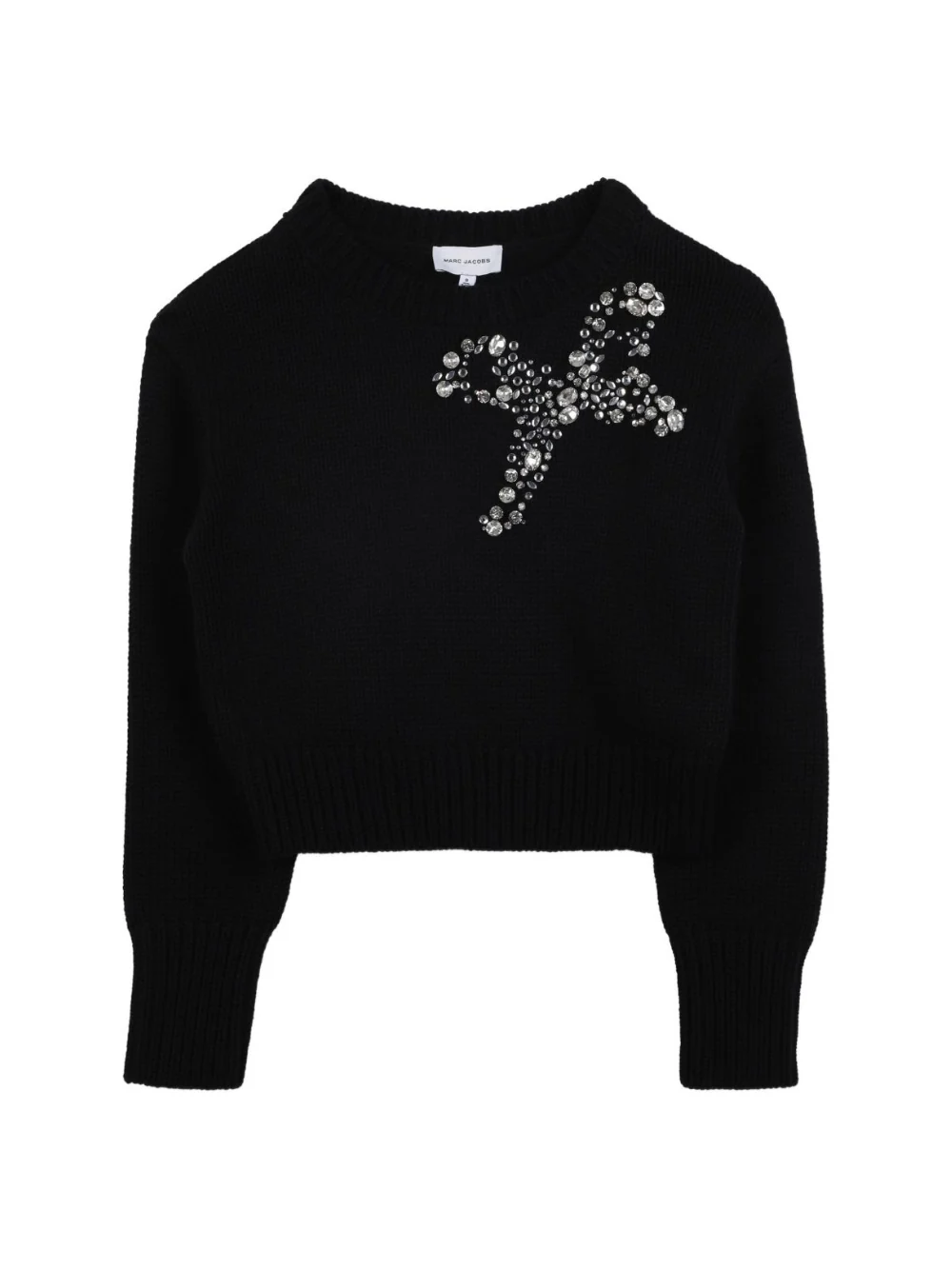 Maglione per bambina Marc Jacobs Kids nero con decorazione con perline